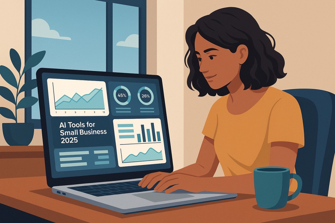 Solopreneur using AI tools for small business 2025