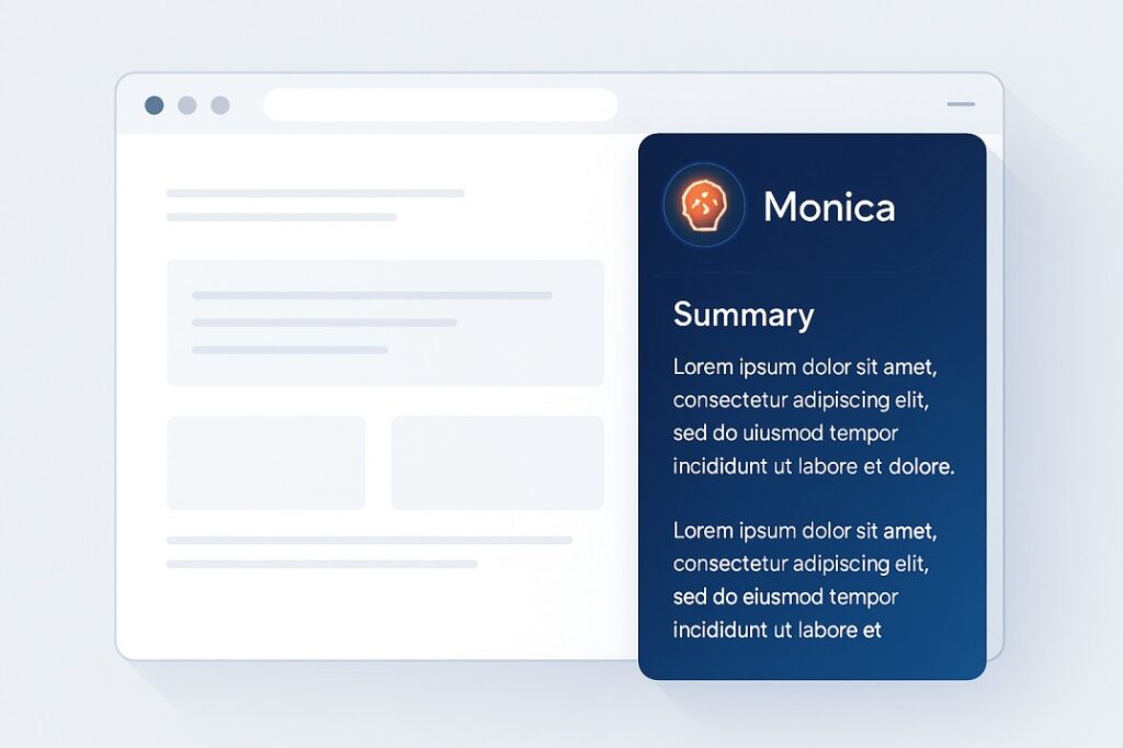 Screenshot-of-Monica-AI-assistant-interface-showing-summarization-and- translation-features-within-a-browser-tab